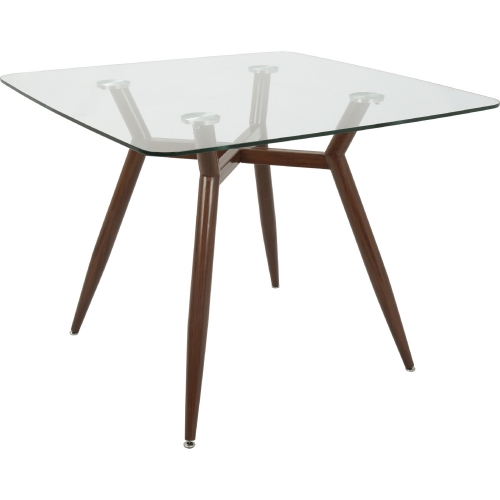 Clara 38" Square Dining Table in Glass & Black Metal Legs